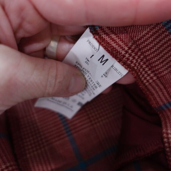 NWT NIU Women's Plaid Dress Pants Trousers Sz M Red Pleated Wool Blend Preppy - Picture 9 of 11